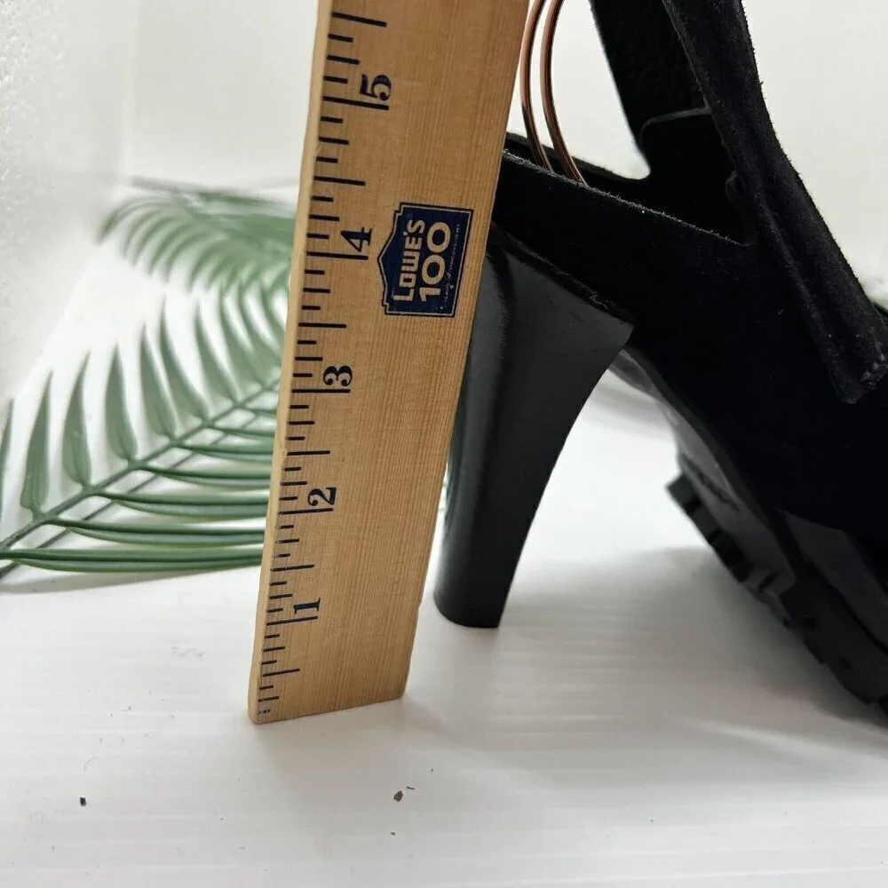 Pedro Garcia Yuval Black Leather Open Toe Slingback High Heel Sandals Size 39.5